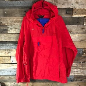 Eddie Bauer red pullover rain jacket